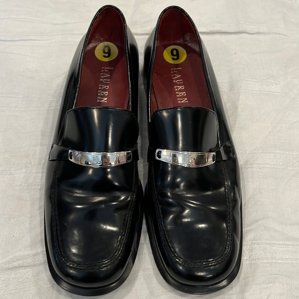 Lauren Ralph Lauren Black Leather Penny Loafers